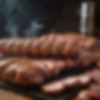 A well-maintained smoker with an array of smoked meats