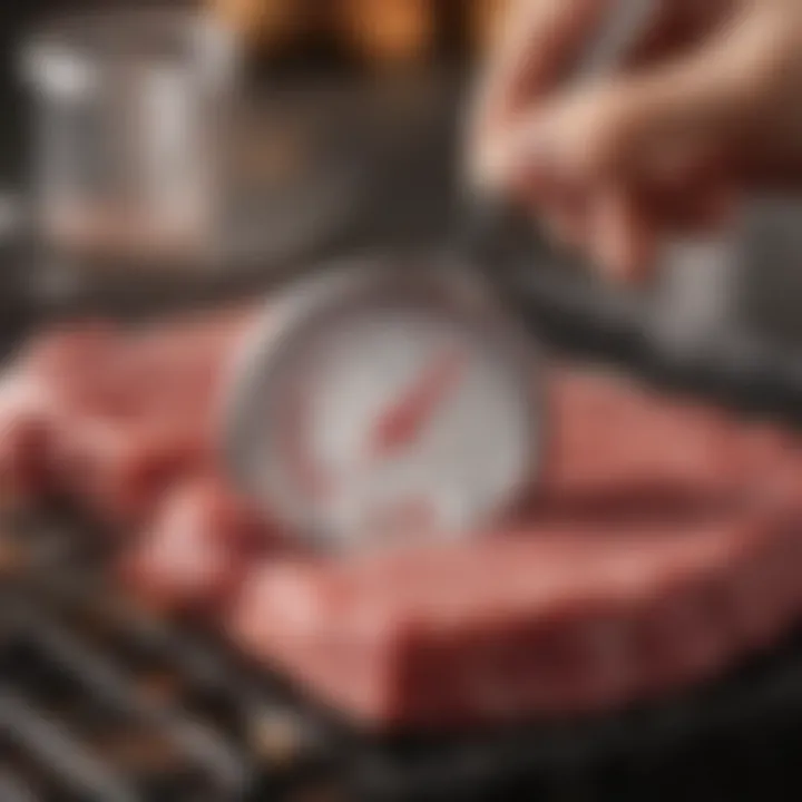 Cooking thermometer inserted into meat