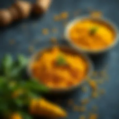 An artistic representation of turmeric's health benefits, visually summarizing its nutritional advantages