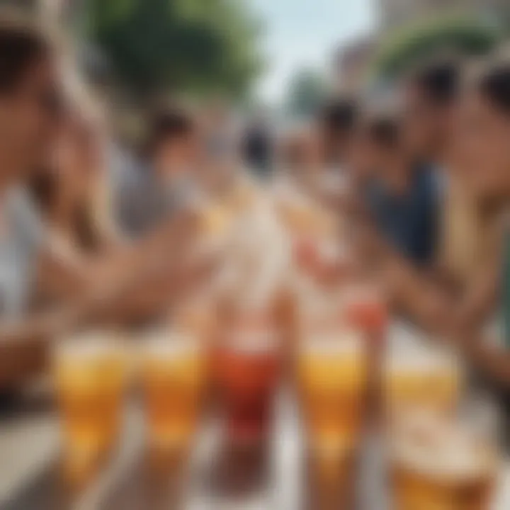 A vibrant gathering of friends enjoying Two Lane Seltzer at a social event.