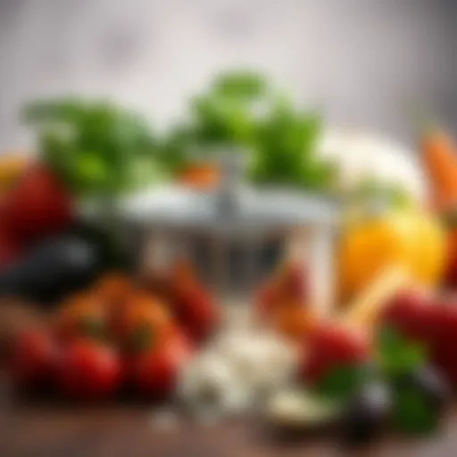 A 1 qt pot surrounded by fresh ingredients