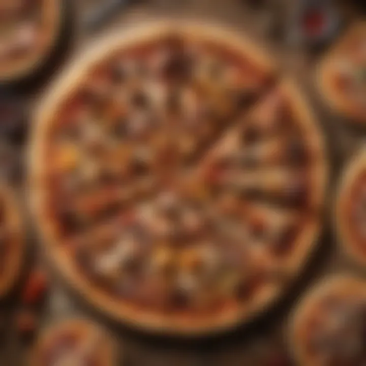 An assortment of BBQ pizza variations on a wooden table