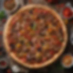 A vibrant BBQ pizza topped with colorful vegetables and smoky barbecue sauce