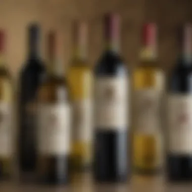 A Collection of Distinctive Wines Artistic arrangement of wine bottles reflecting various regions and styles