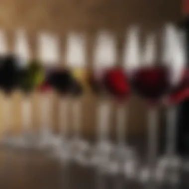 Diverse Spectrum of Wines Colorful array of wine glasses filled with different wines showcasing their hues