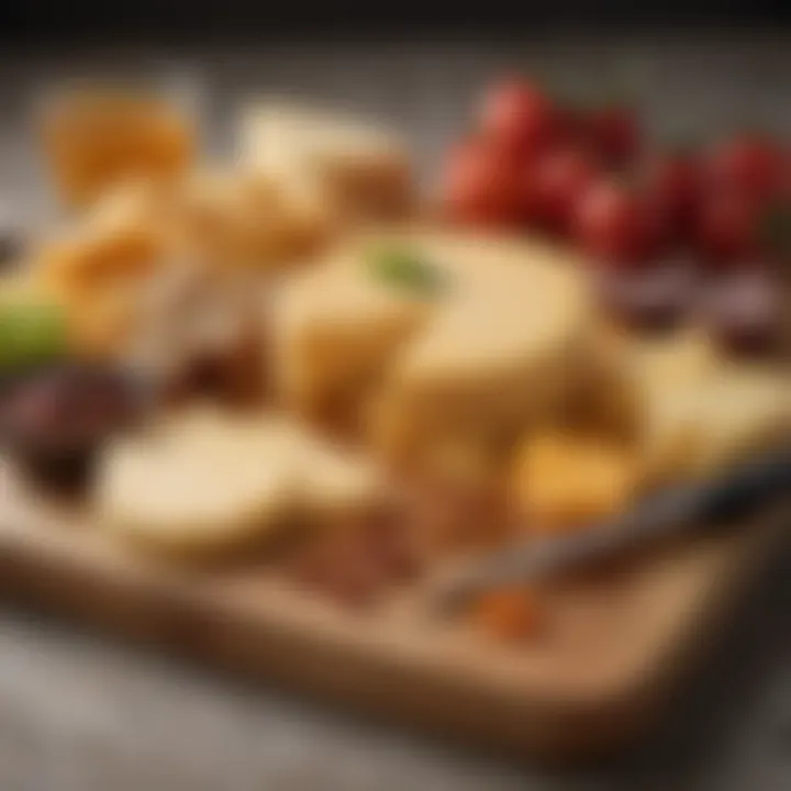 An elegant cheese board featuring Colby Jack along with various accompaniments.