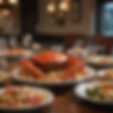 Elegant dining setup featuring crab dishes at Red Lobster