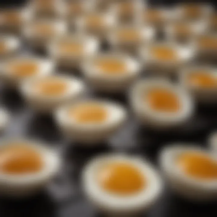 Close-up of perfectly shaped eggs made using an egg ring pan