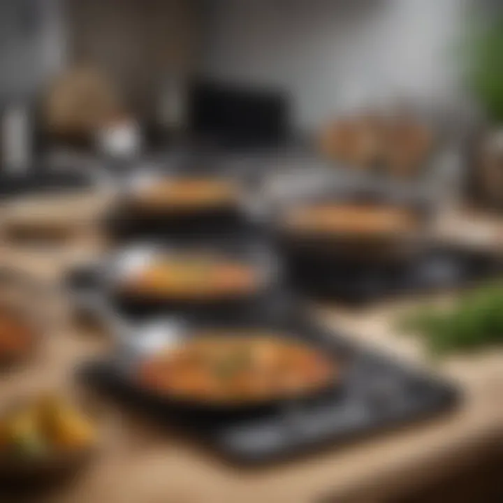 Variety of induction cookware on an induction cooktop