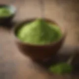 Vibrant green matcha powder in a traditional bowl