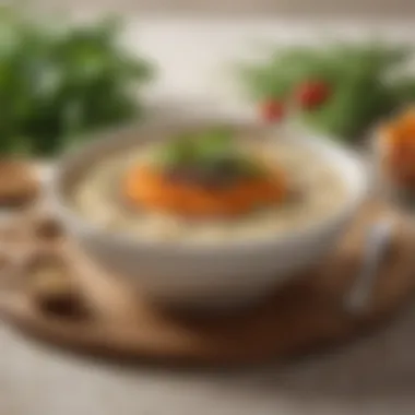 A vibrant plate featuring millet porridge garnished with herbs and spices, illustrating its culinary versatility.