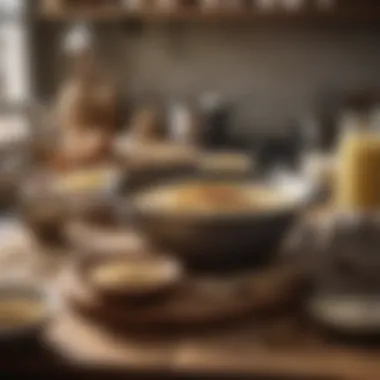 An inviting kitchen scene with ingredients for millet porridge, emphasizing the preparation techniques and ambiance.