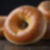 Close-up of a freshly baked New York bagel with a glossy crust