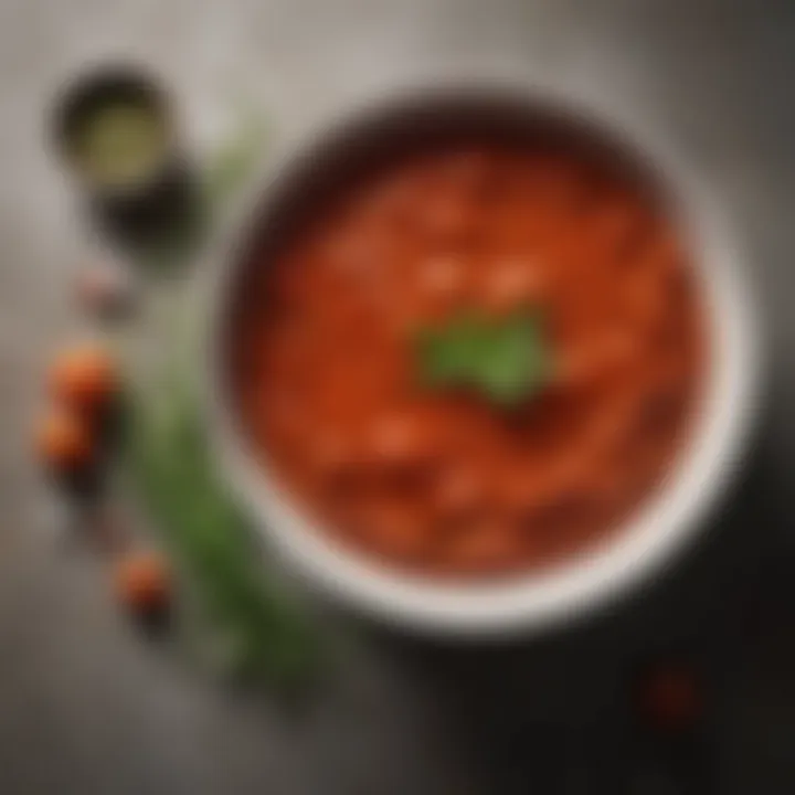 A rich bowl of Pace Tomato Sauce adorned with fresh herbs