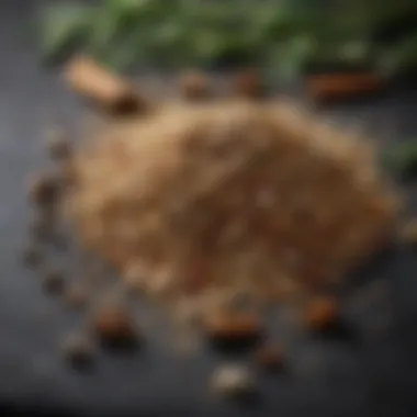 A close-up of dried herbs and spices used in homemade poultry seasoning