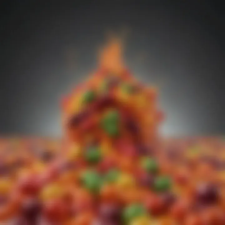 Artistic depiction of the flavor profile of Skittles without the shell.