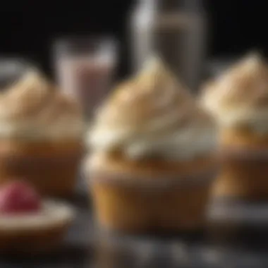 Close-up of key ingredients used in cupcake baking, including flour and sugar.