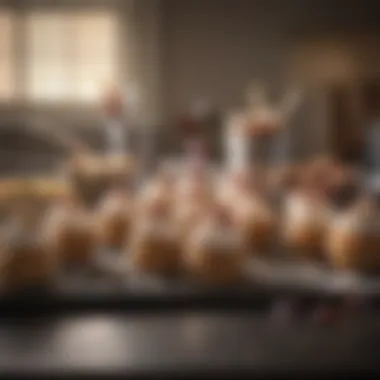 A well-organized cupcake baking setup with tools and ingredients laid out.