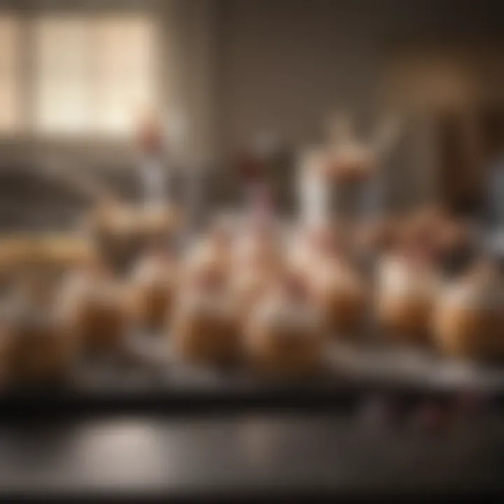 A well-organized cupcake baking setup with tools and ingredients laid out.