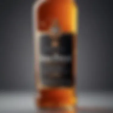 A close-up of a single malt whisky bottle, highlighting its unique label and characteristics.