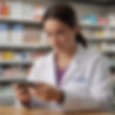 Person using a smartphone to check pharmacy information