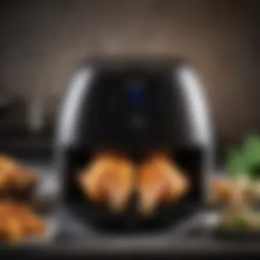 An air fryer showcasing delicious chicken breasts inside.