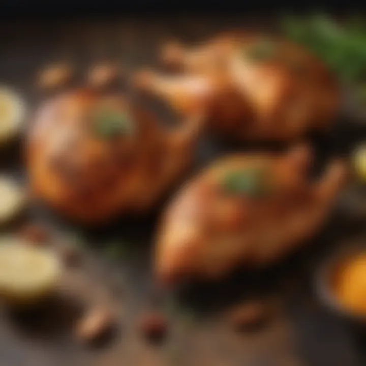 A variety of seasonings laid out for air frying chicken.