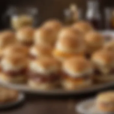 A visually appealing platter of Grands biscuit sliders with various toppings.