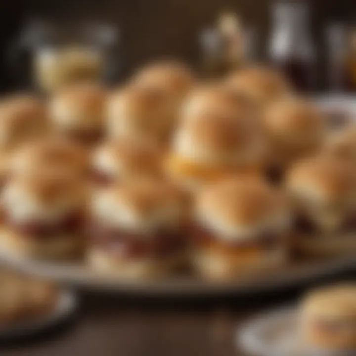 A visually appealing platter of Grands biscuit sliders with various toppings.