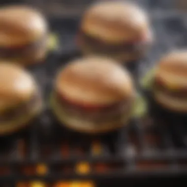 A close-up of a vegan hamburger patty sizzling on a grill