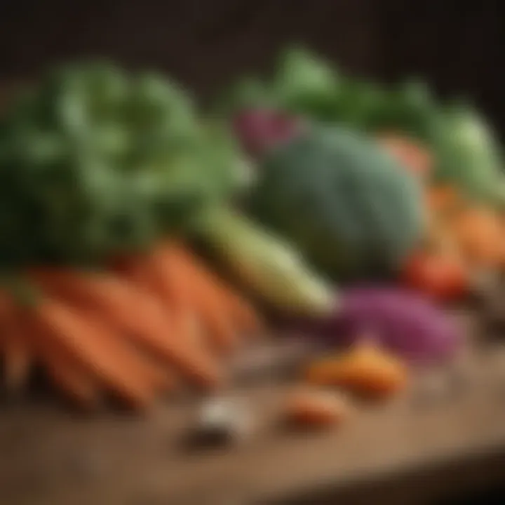 A vibrant array of fiber-rich vegetables on a wooden table