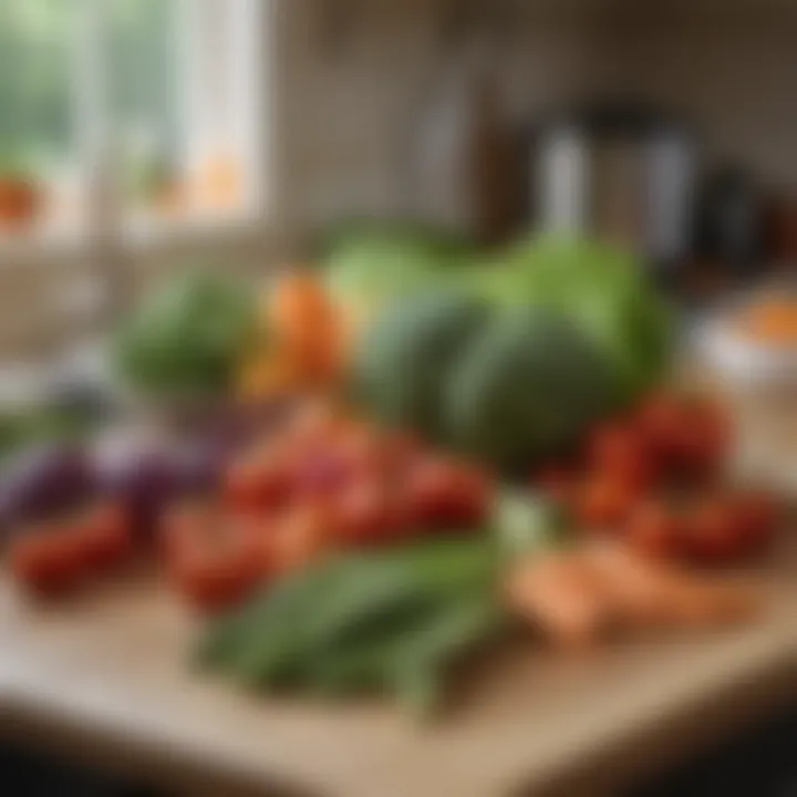 Fresh vegetables displayed on a kitchen counter ready for meals