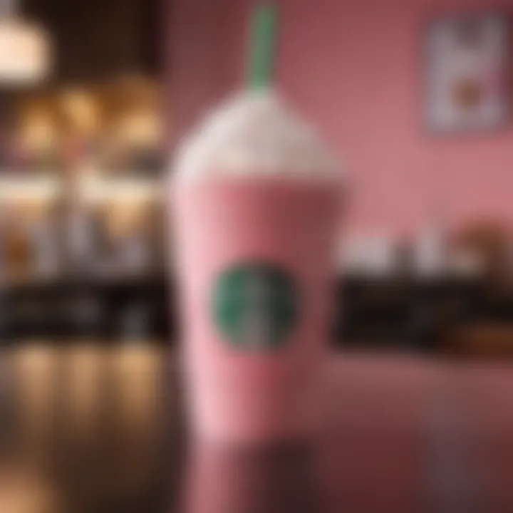 A vibrant cafe scene featuring the Venti Pink Drink being enjoyed