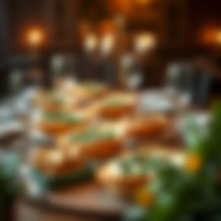 Elegant Table Setting with Spinach Dip A beautifully styled table setting featuring warm spinach dip and an assortment of bread bowls.