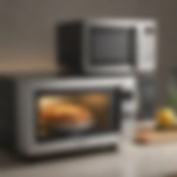 Illustration showcasing the dimensions of small, medium, and large microwaves