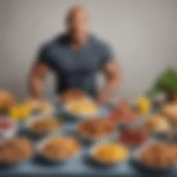 Dwayne Johnson's breakfast spread featuring protein-rich foods.
