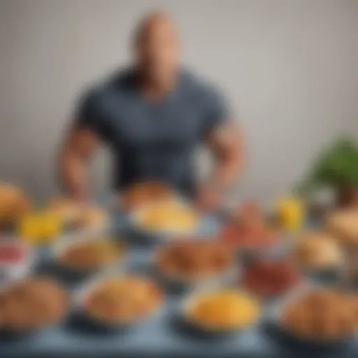 Dwayne Johnson's breakfast spread featuring protein-rich foods.