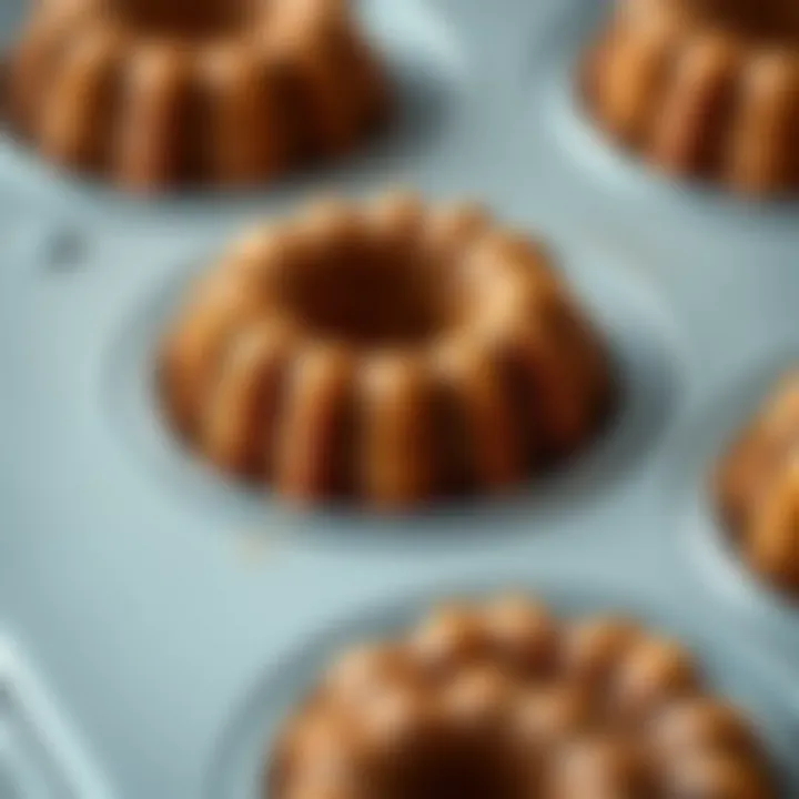 Quality Mini Bundt Pan with Baking Results A close-up of a quality mini bundt pan with baking results