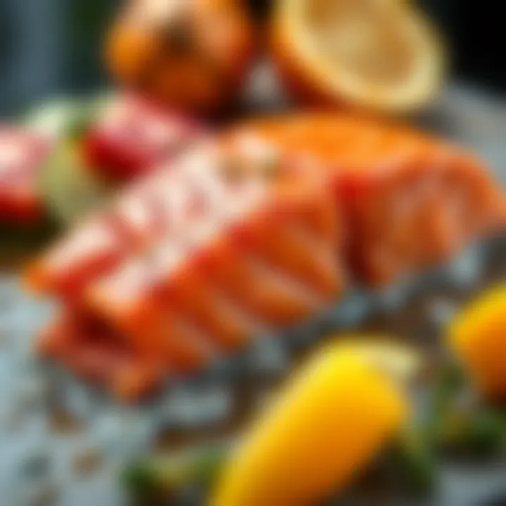 Vibrant Wild Cut Salmon Wild cut salmon showcasing its vibrant color and texture