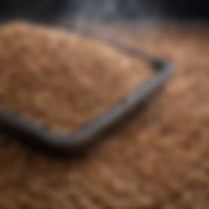 Close-up of wood pellets being loaded into an auto feed electric smoker